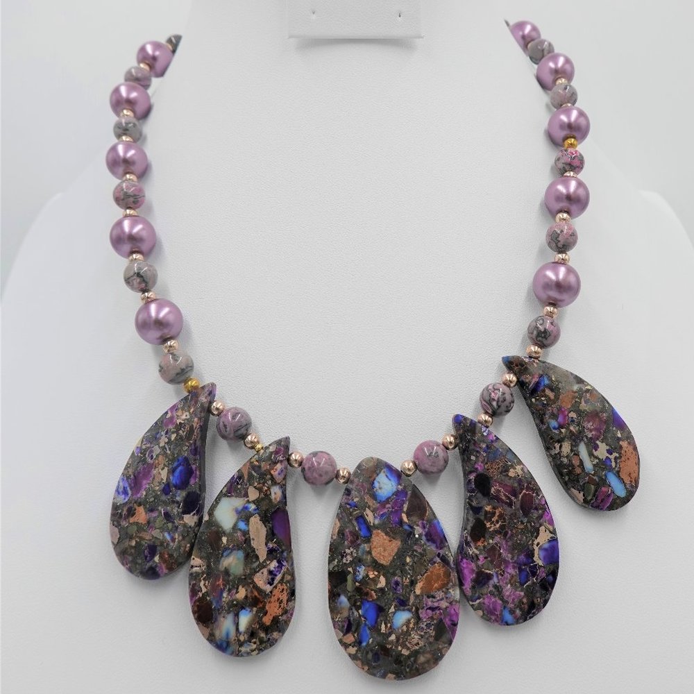 Purple Jasper Statement Necklace - image 4